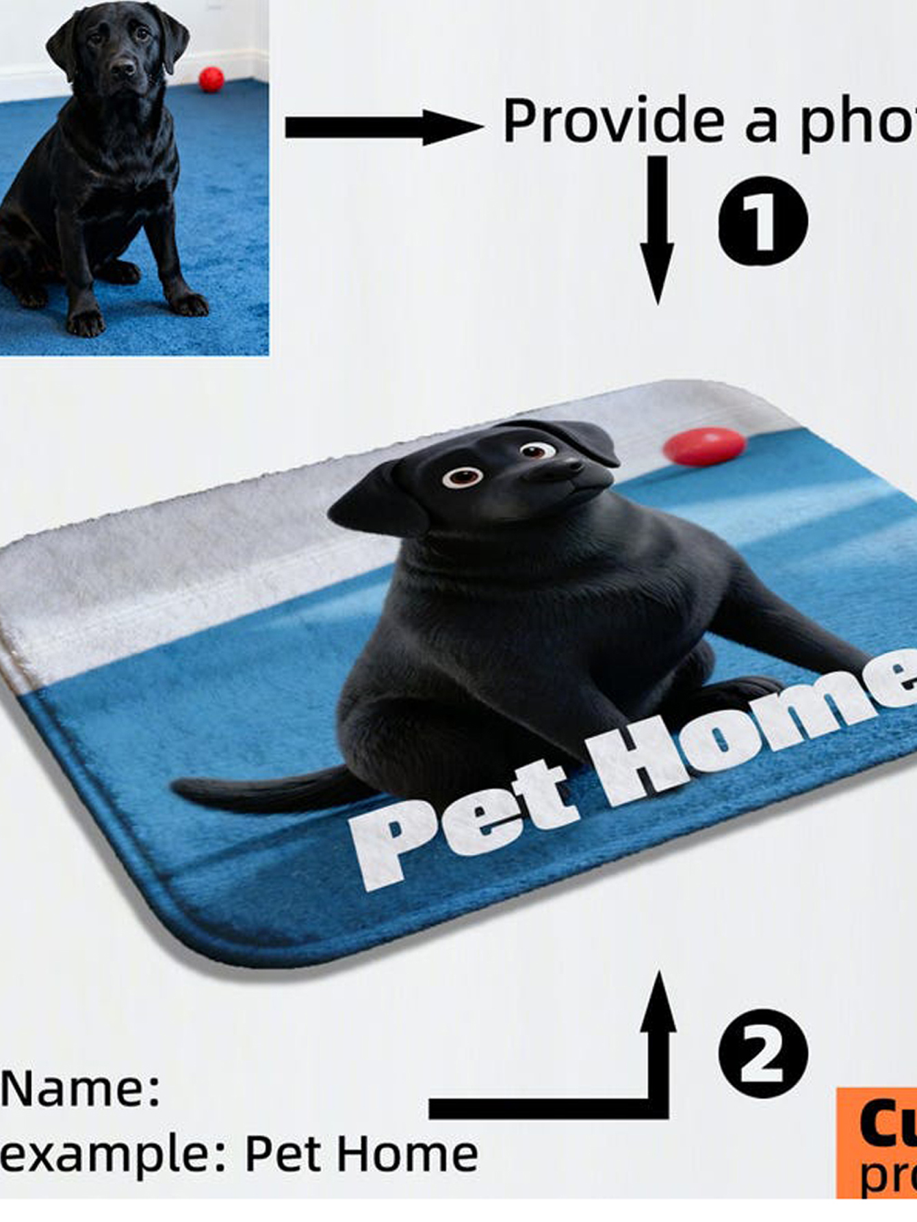 Personalized Pixar-Style Pet Mat with 3D Cartoon Portrait